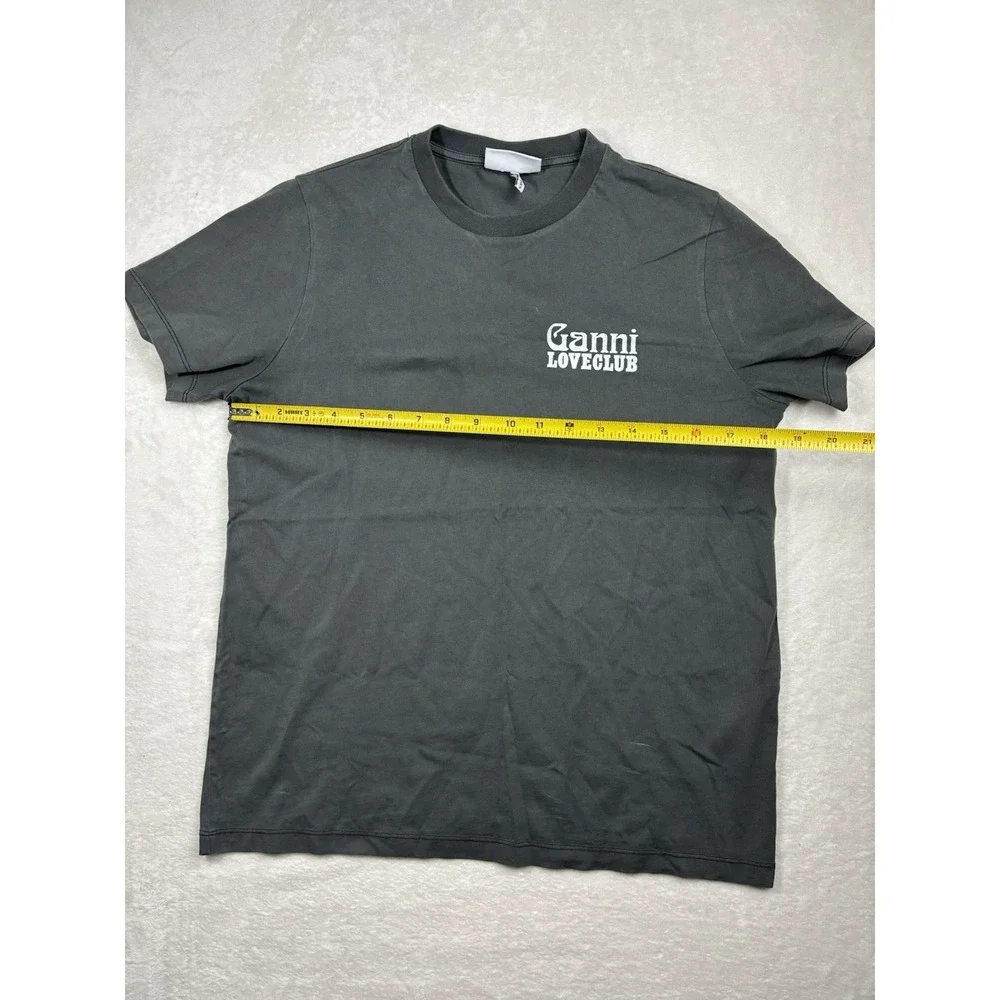 Ganni Love Club T-Shirt Size Small Gray Women's Made in Portugal